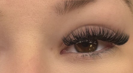 Close-up of beautifully applied eyelash extensions at Slayed by NHI, Glen Mills, Pennsylvania, US.