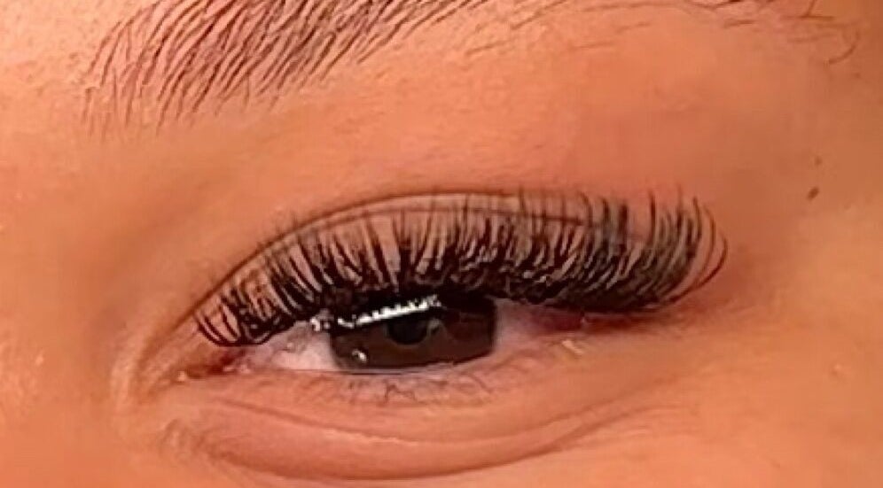 Close-up of eyelash extensions at Slayed by NHI, Glen Mills, Pennsylvania, US.