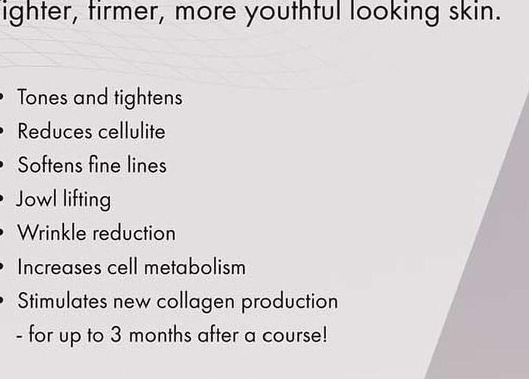Image displaying skin benefits from Beauty by Caroline, Silsoe, England, GB: tones, reduces cellulite, softens lines.