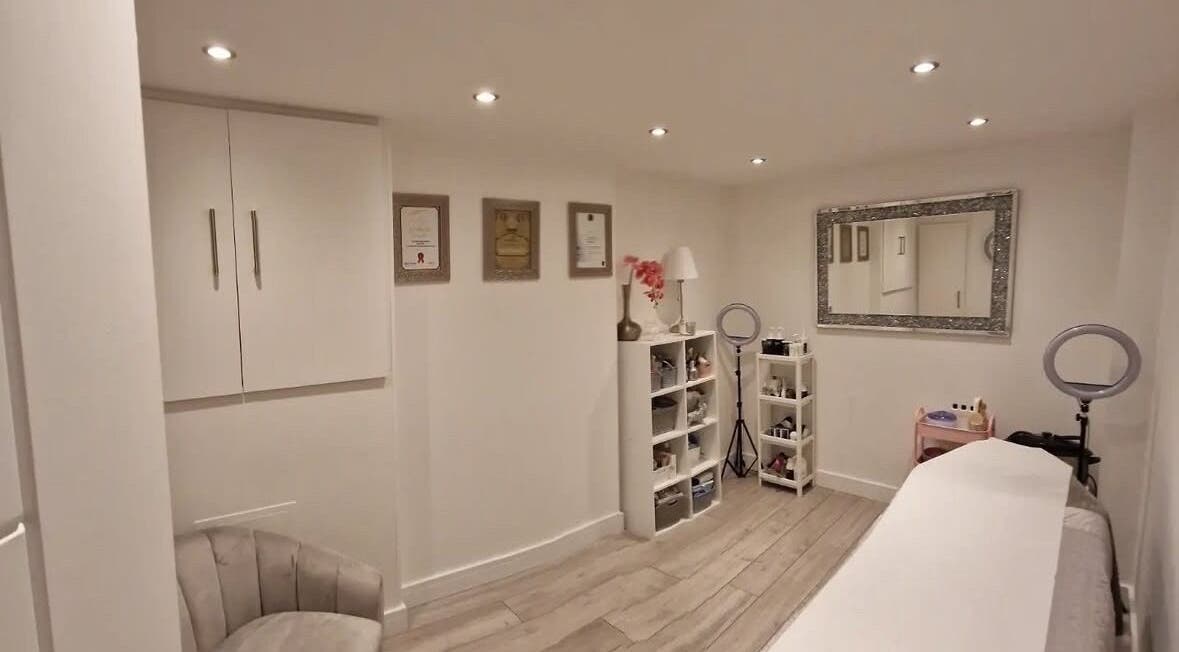 Chic interior of Selina Young Beauty, Apperly Bridge, England, GB with soft lighting and elegant decor.