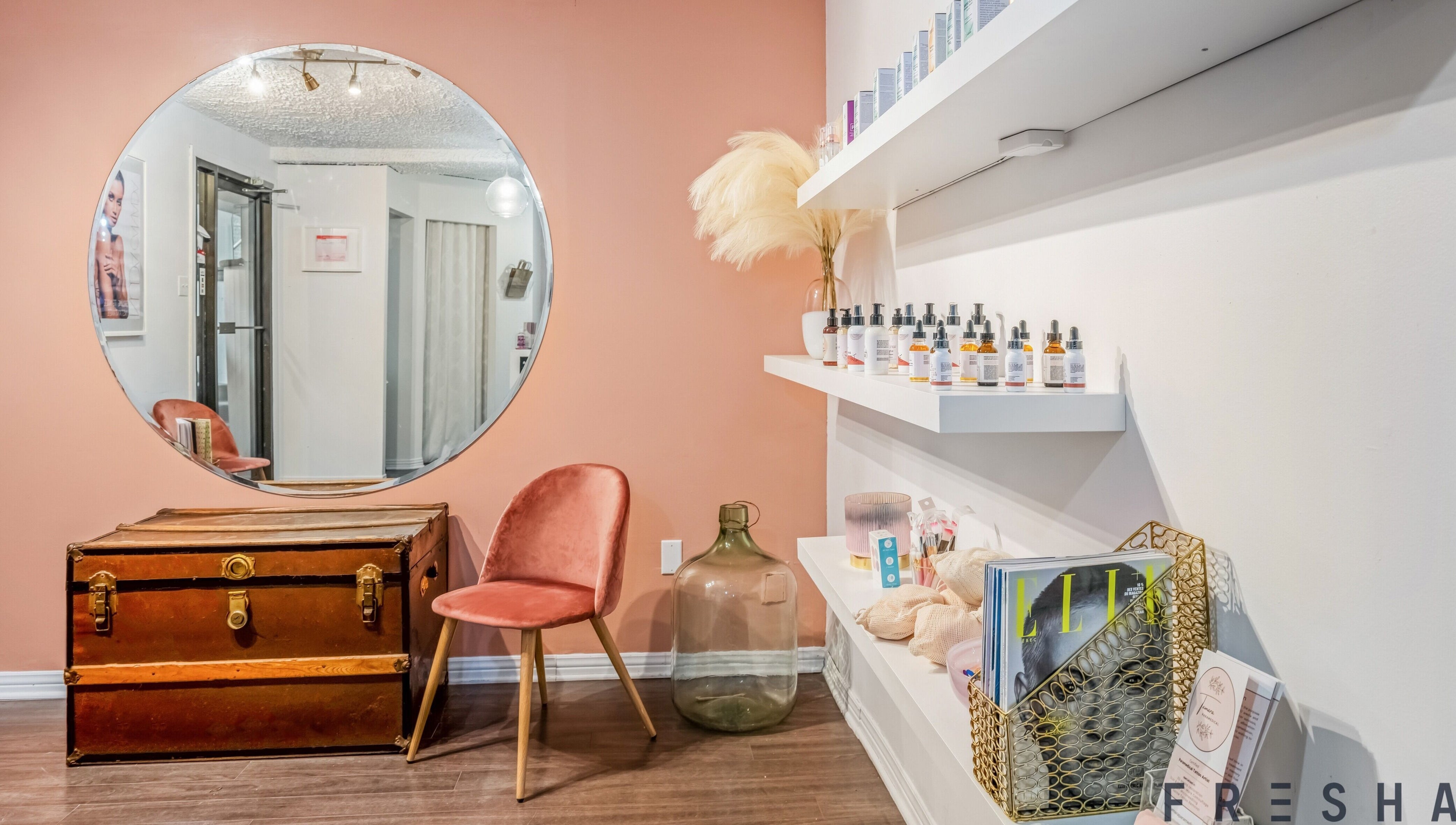 Moonskyn venue interior with stylish decor and products in Montréal, Québec, CA.