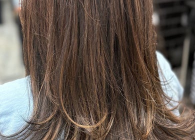 Styled brunette layers at Passion Salon & Spa (Hill Avenue), Regina, Saskatchewan, CA.
