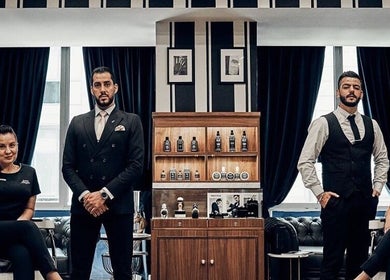 Team at Barberia Italiana Grooming Lounge Ltd. in Dubai, Dubai, AE, showcasing stylish grooming services.