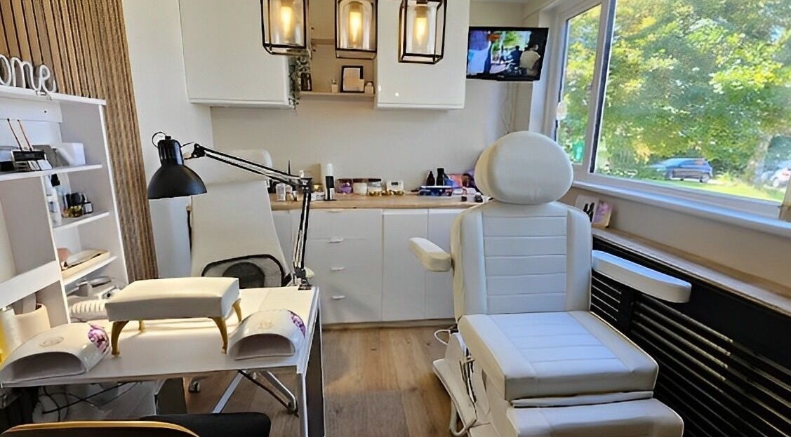 Bright, modern salon interior at The Nail Clinic & Bare Beauty Aesthetics, Bristol, England, GB.