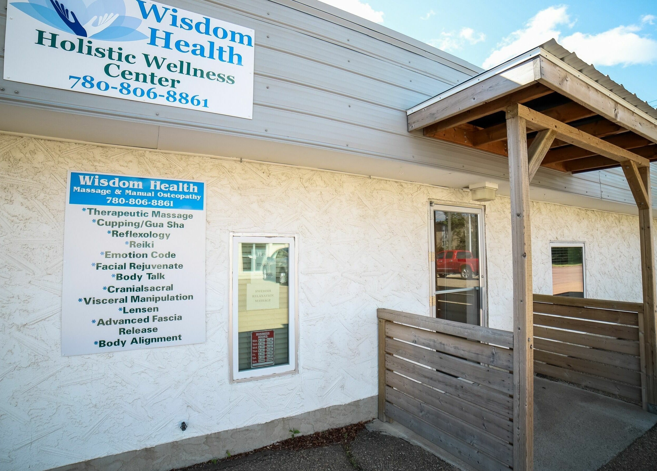 Entrance of Wisdom Health Holistic Wellness Center located in Wainwright, Alberta, CA.