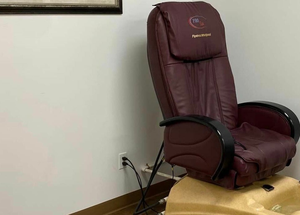 Luxury massage chair at Wisdom Health Holistic Wellness Center in Wainwright, Alberta, CA.