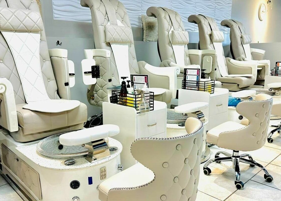 Luxury pedicure chairs at Golden Honey Nails and Spa in Parma Heights, Ohio, US. Enhance your nail care experience.