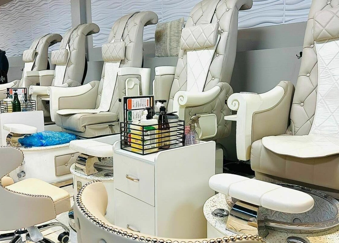 Luxurious pedicure chairs at Golden Honey Nails and Spa, Parma Heights, Ohio, US enhance client relaxation.