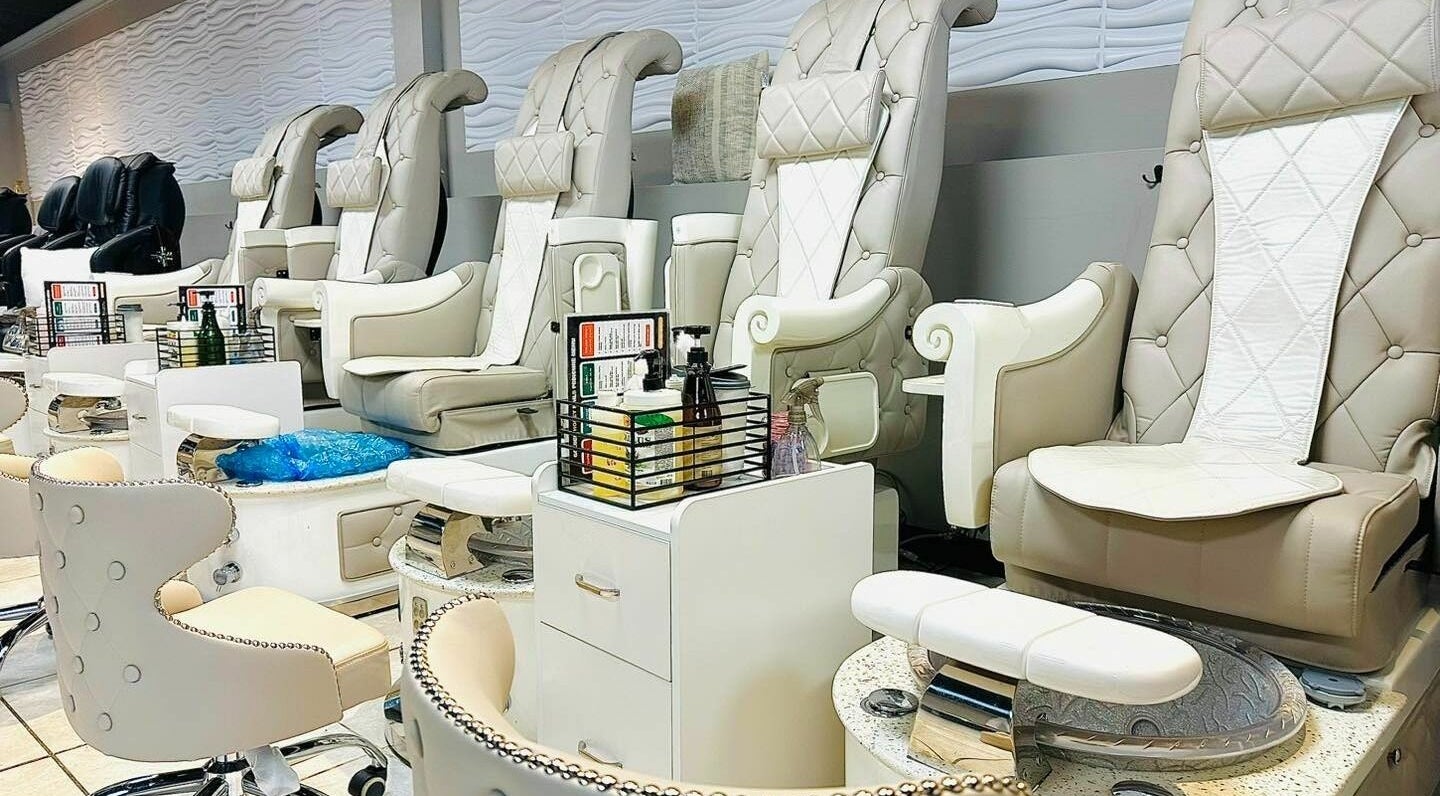 Luxurious pedicure chairs at Golden Honey Nails and Spa, Parma Heights, Ohio, US enhance client relaxation.