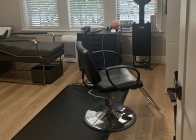 Modern styling chair at On The Edge Hair Salon, Chilliwack, British Columbia, CA.
