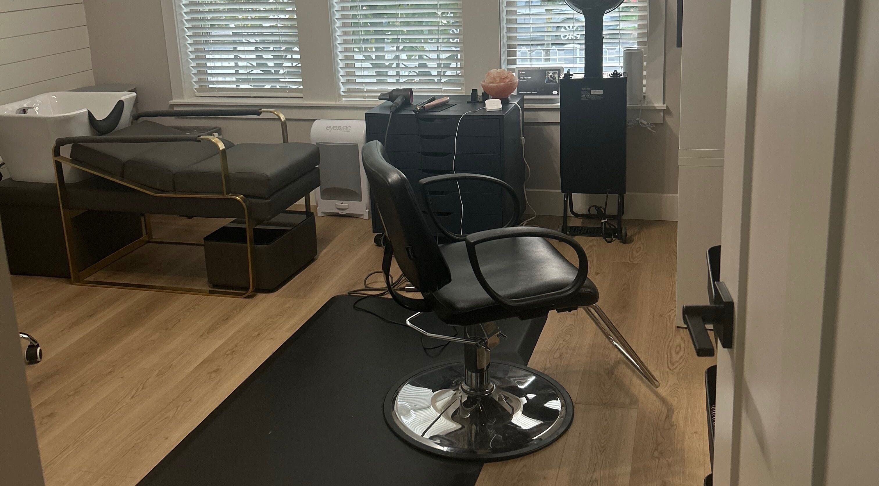 Modern styling chair at On The Edge Hair Salon, Chilliwack, British Columbia, CA.