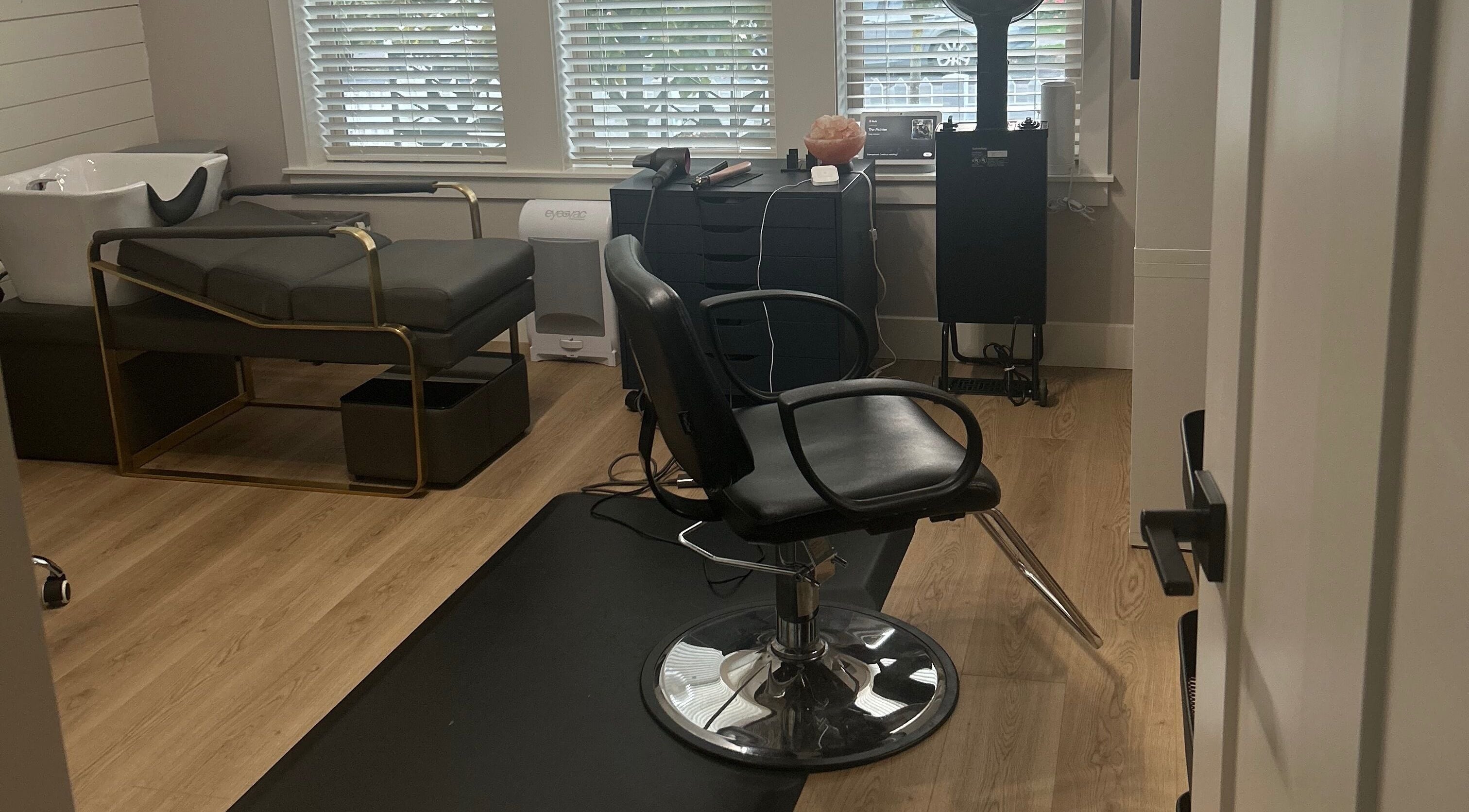 Modern styling chair at On The Edge Hair Salon, Chilliwack, British Columbia, CA.