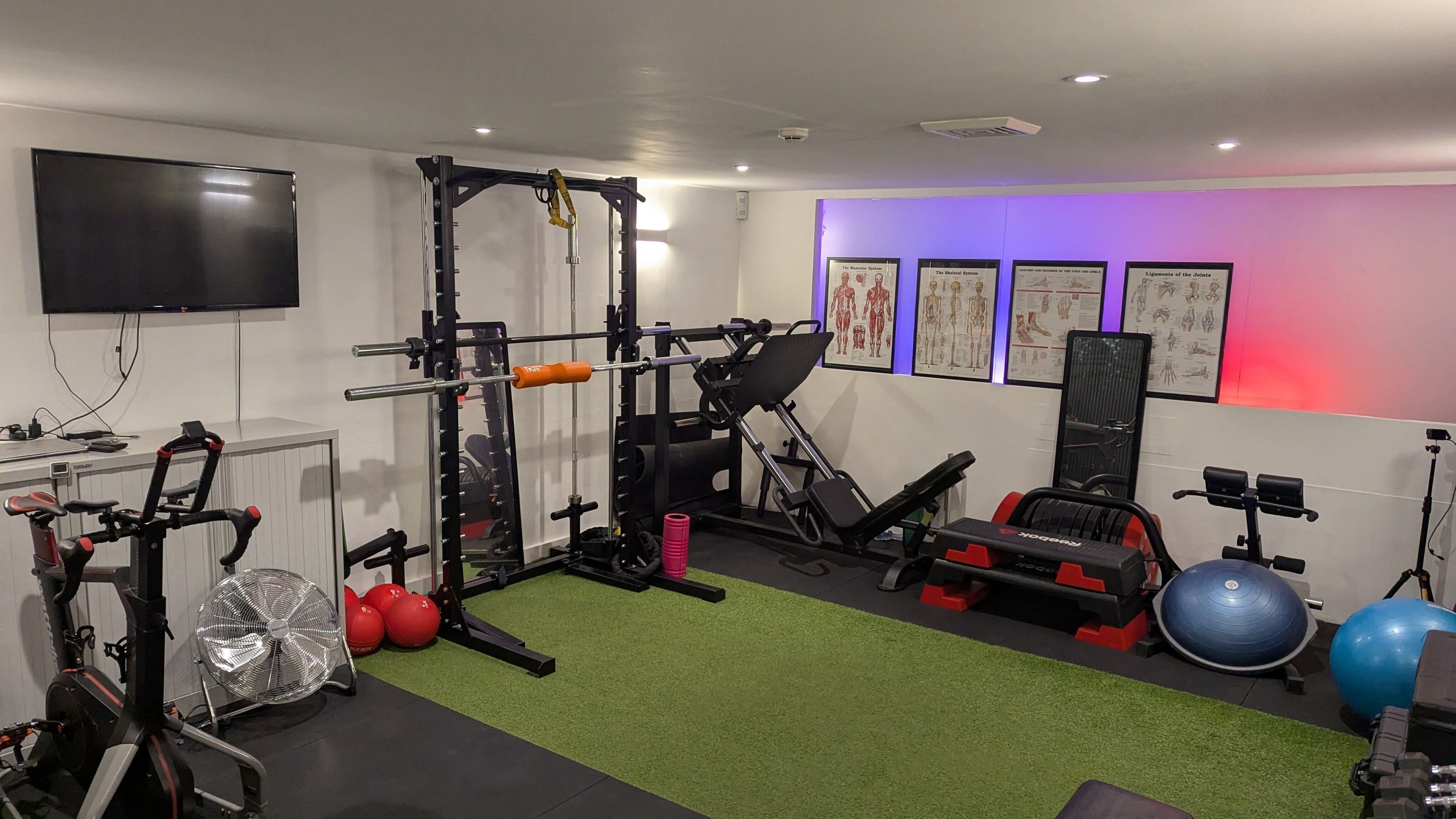 Modern gym equipment setup in M20 Health & Performance, Manchester, England, GB.