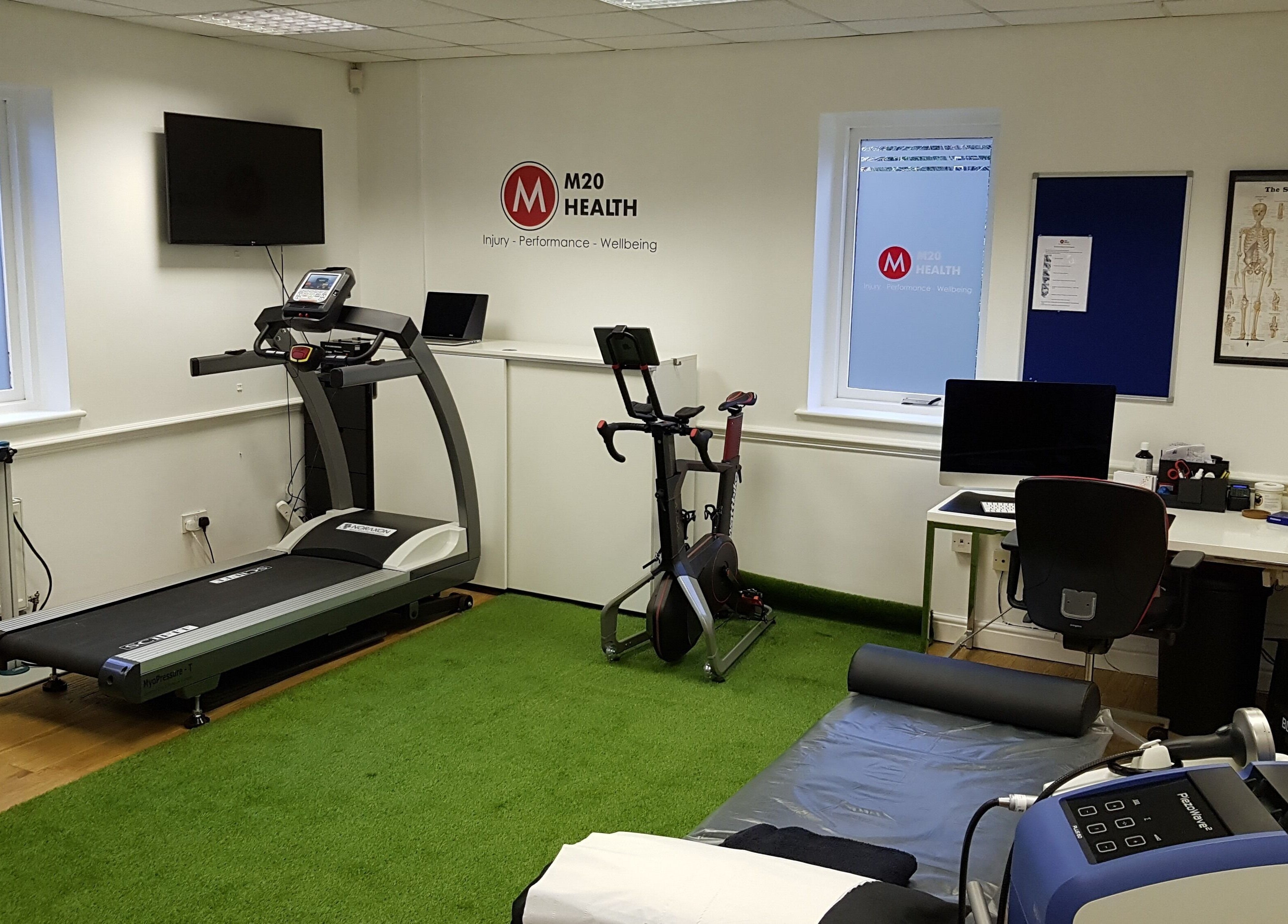 M20 Health & Performance gym interior in Manchester, England, GB showcasing modern fitness equipment.