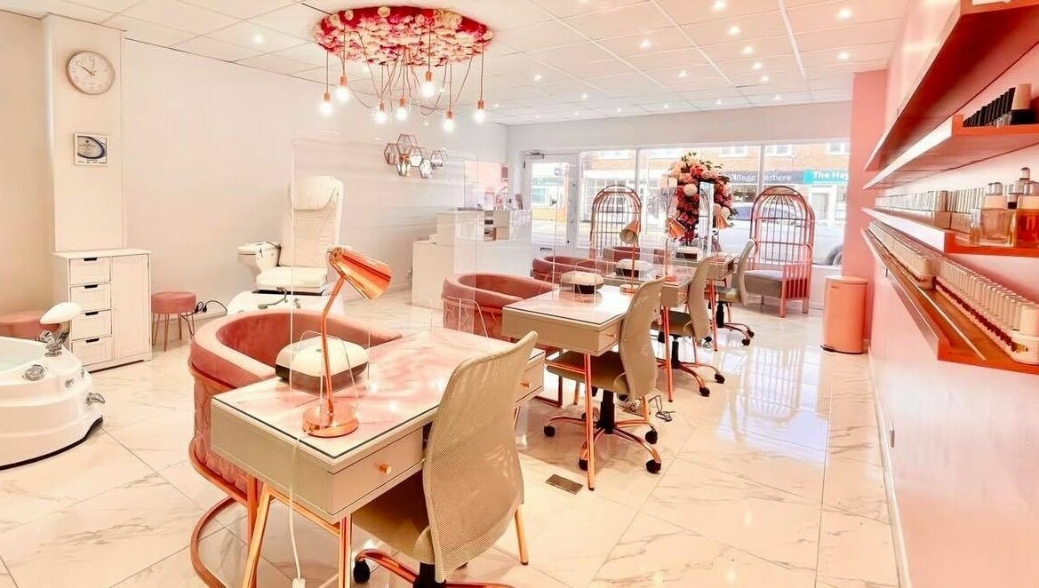 Elegant interior of The Beauty Studio, Hayling Island, England with plush seating and modern decor.