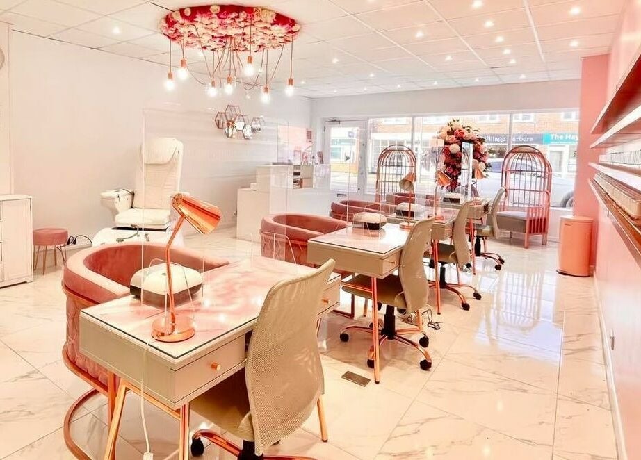 Elegant interior of The Beauty Studio, Hayling Island, England with plush seating and modern decor.