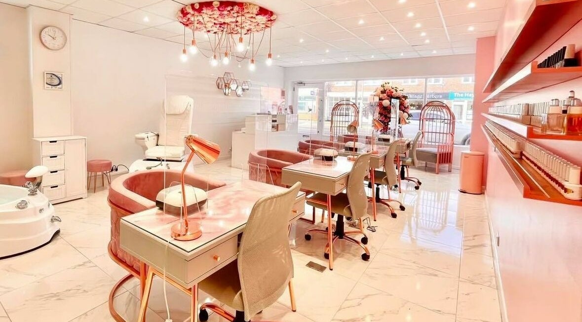 Elegant interior of The Beauty Studio, Hayling Island, England with plush seating and modern decor.