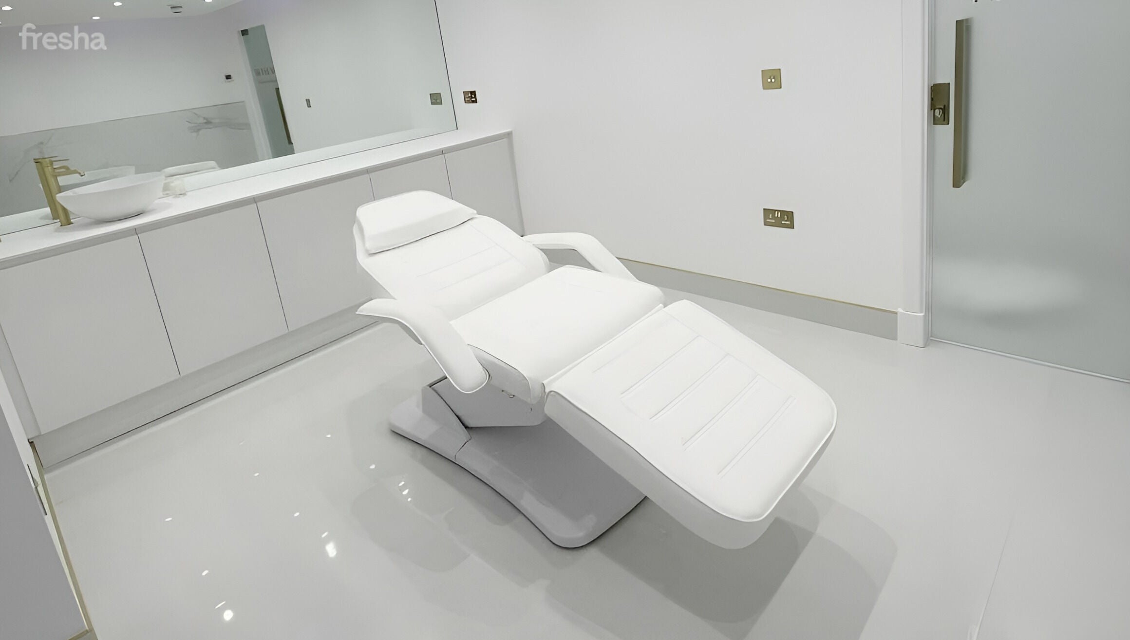Modern treatment room at Mediface Medical Aesthetics and Skin Clinic in Doncaster, England, GB with sleek design.