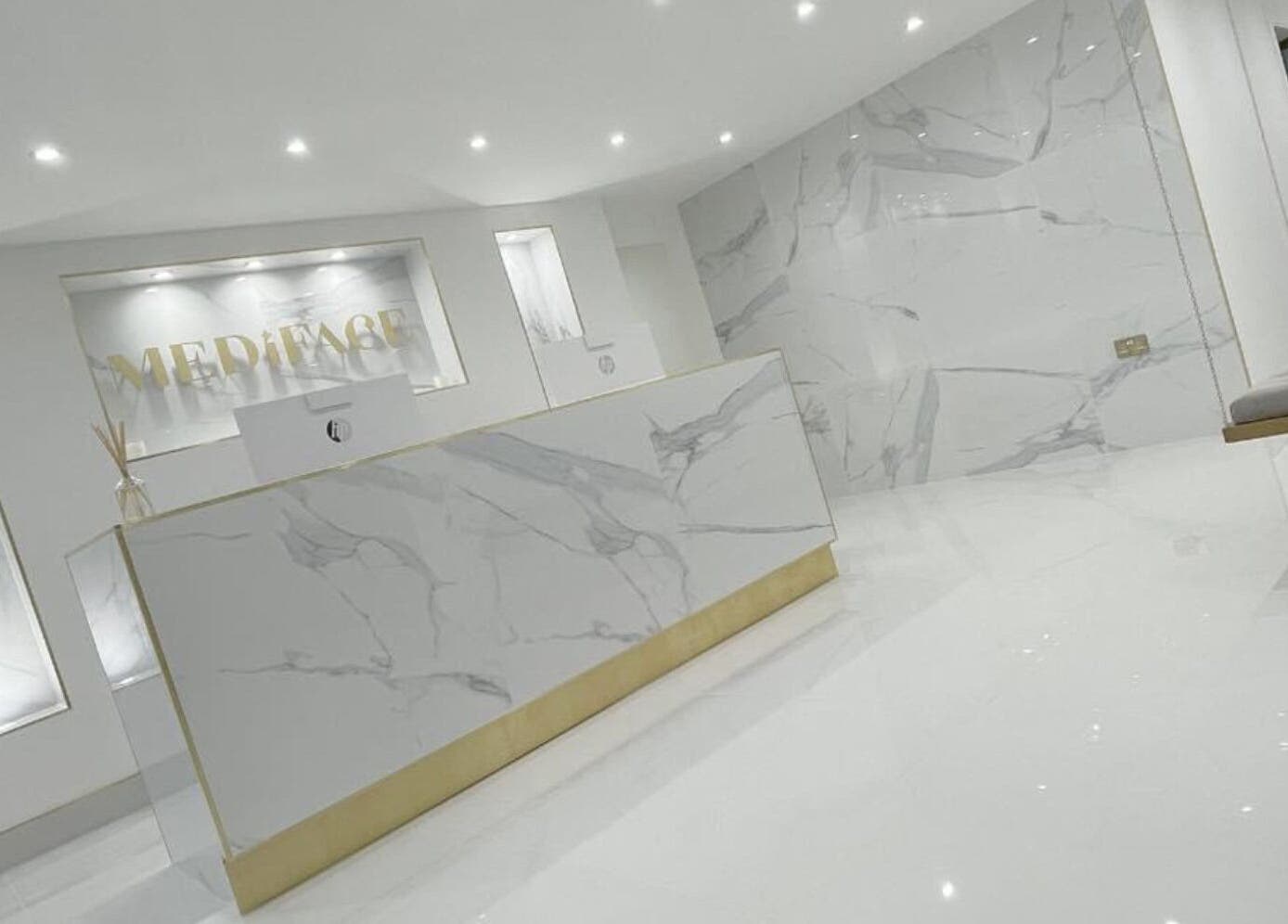 Luxurious reception area at Mediface Medical Aesthetics and Skin Clinic, Doncaster, England, GB.
