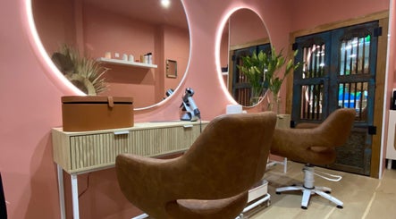 Stylish salon chair and mirror at Rachel French Hairdresser, Sydney, New South Wales, AU.