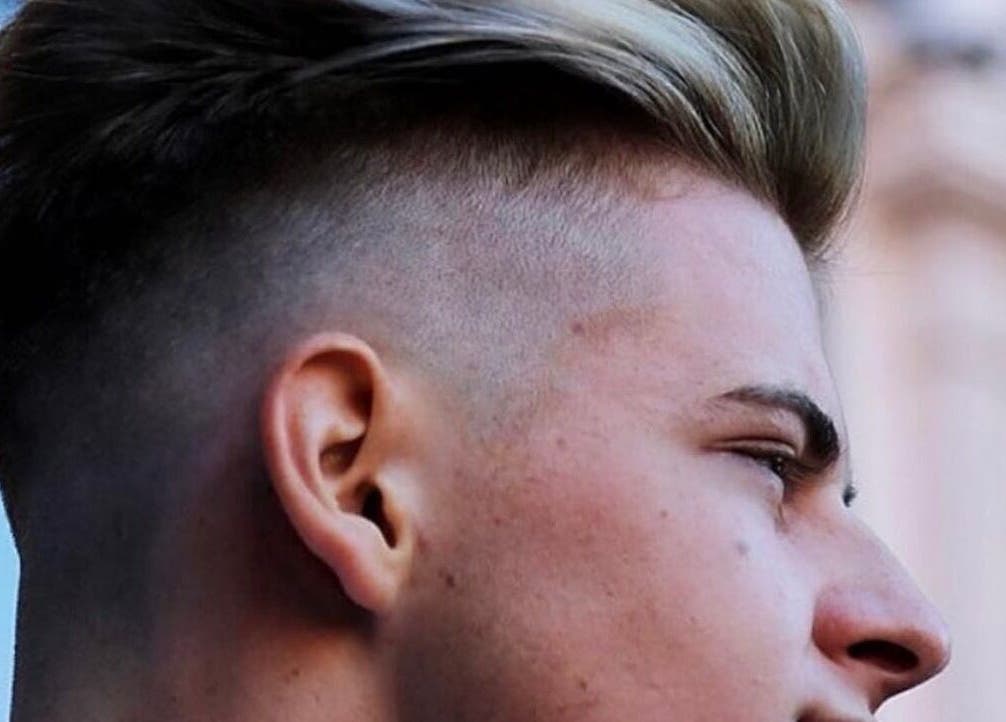 Close-up of a trendy haircut at Socially Painted, Edinburgh, Scotland, GB, showcasing modern styling.