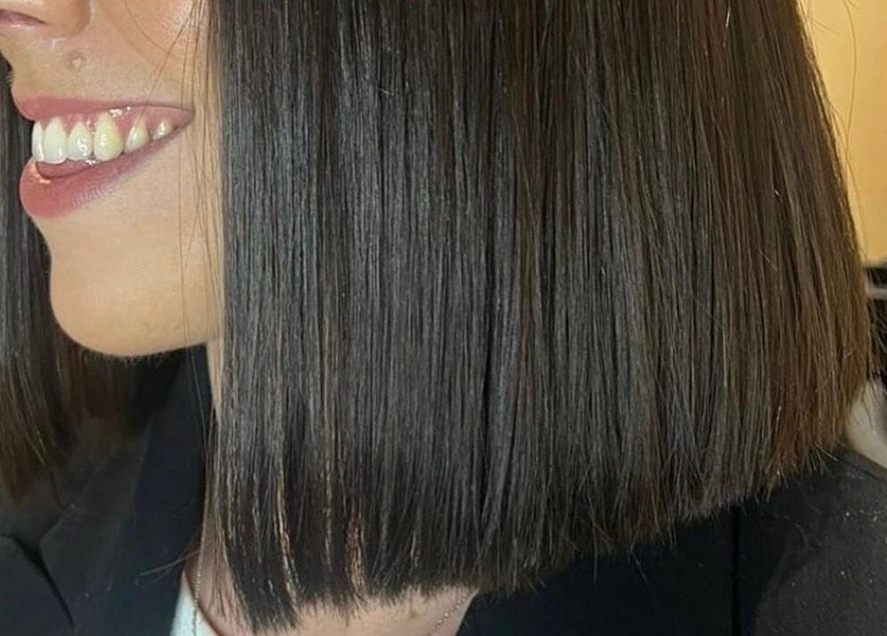 Stylish straight bob haircut at Socially Painted, Edinburgh, Scotland, GB salon.