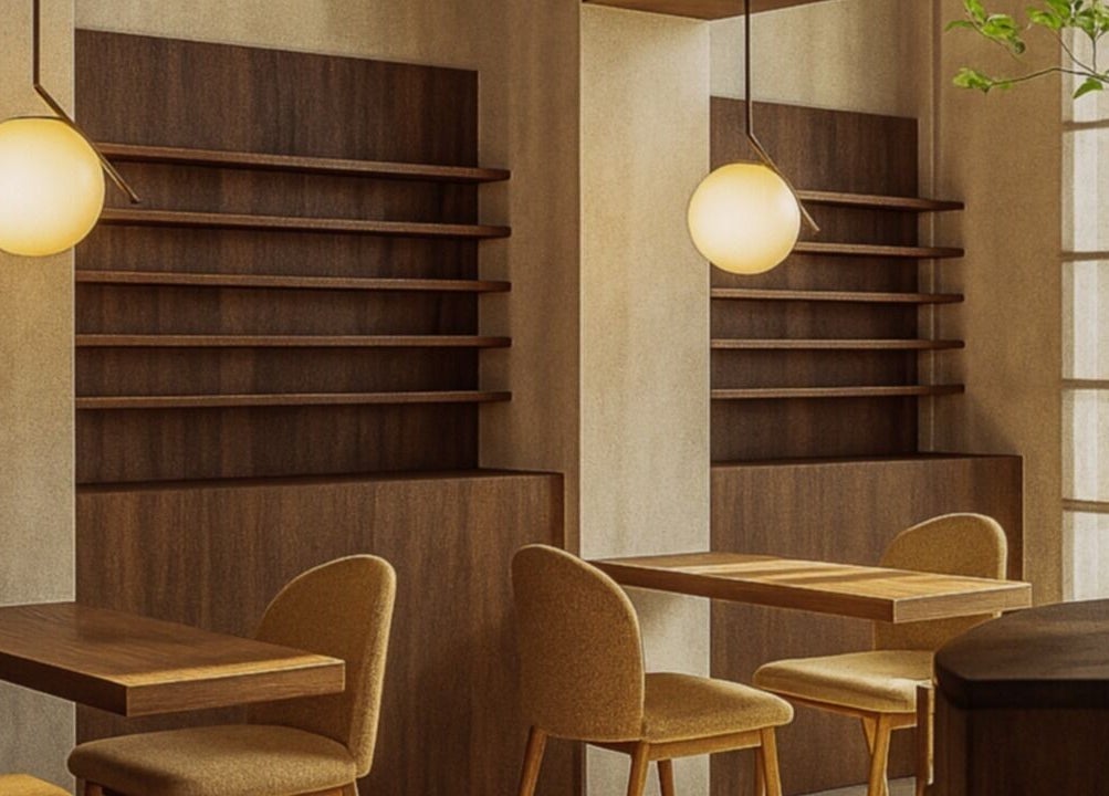 Elegant interior of Painted Nail Bar at The Cathay Lvl 6, Singapore, Dhoby Ghaut, SG with wood accents.