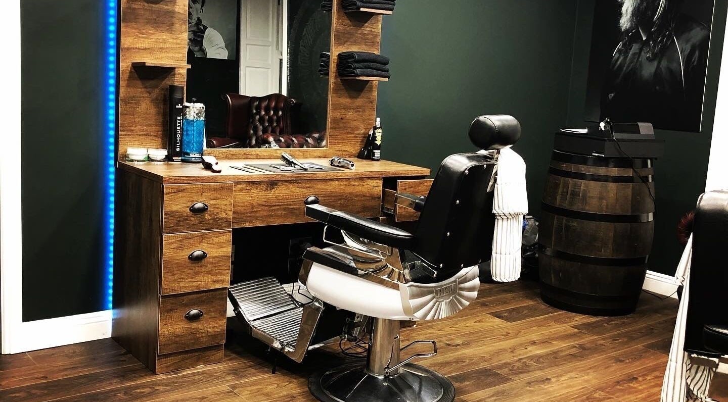 Classic barber chair at The Local - Paul Merrilees Gentleman’s barber, west, England, GB.