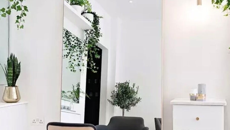 Stylish salon interior with lush greenery at Tilucio, Dublin, County Dublin, IE, perfect for relaxation.