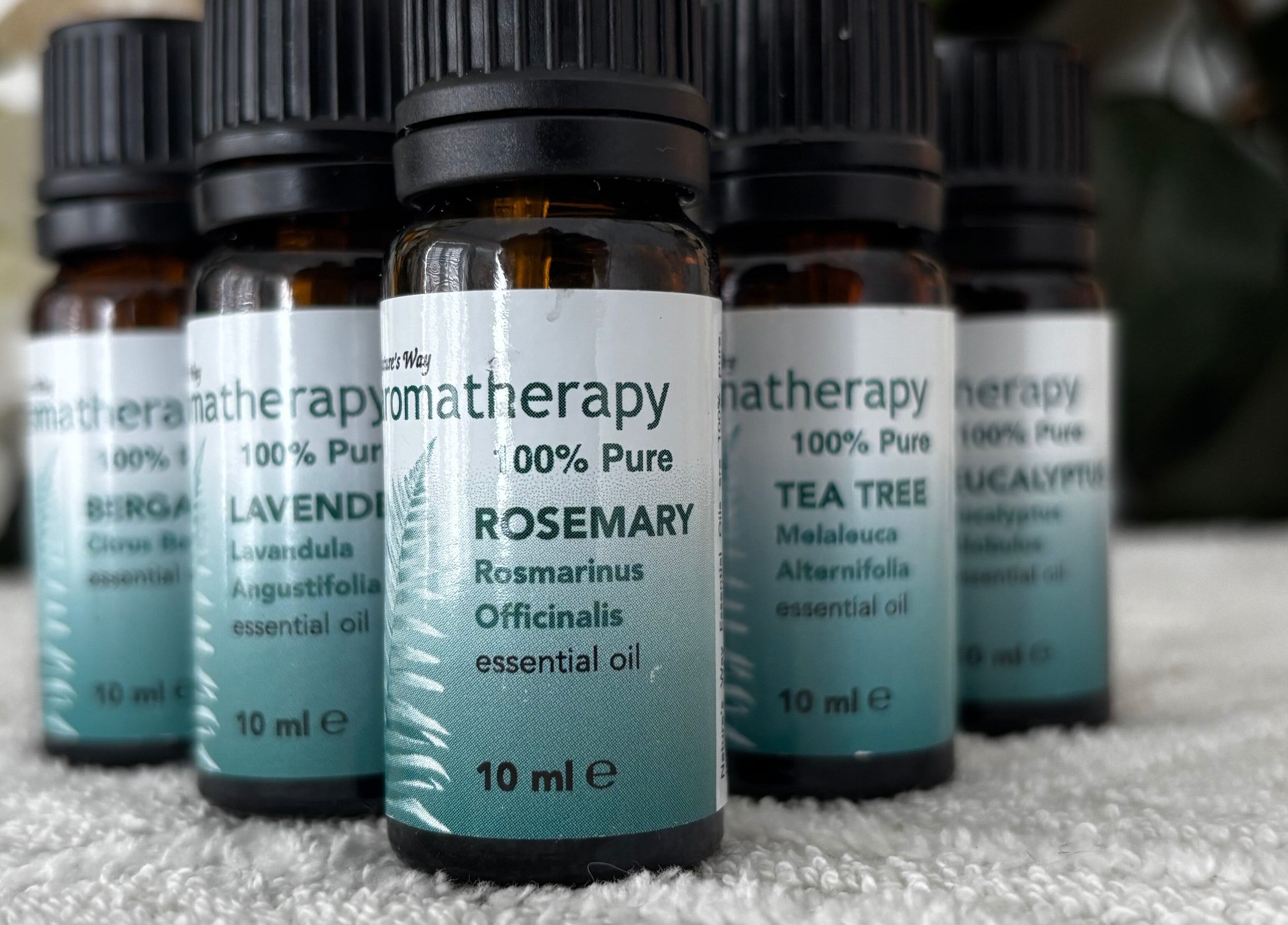 Essential oils at Sunday Rose, Shadoxhurst, England, GB, showcasing relaxation and wellness offerings.