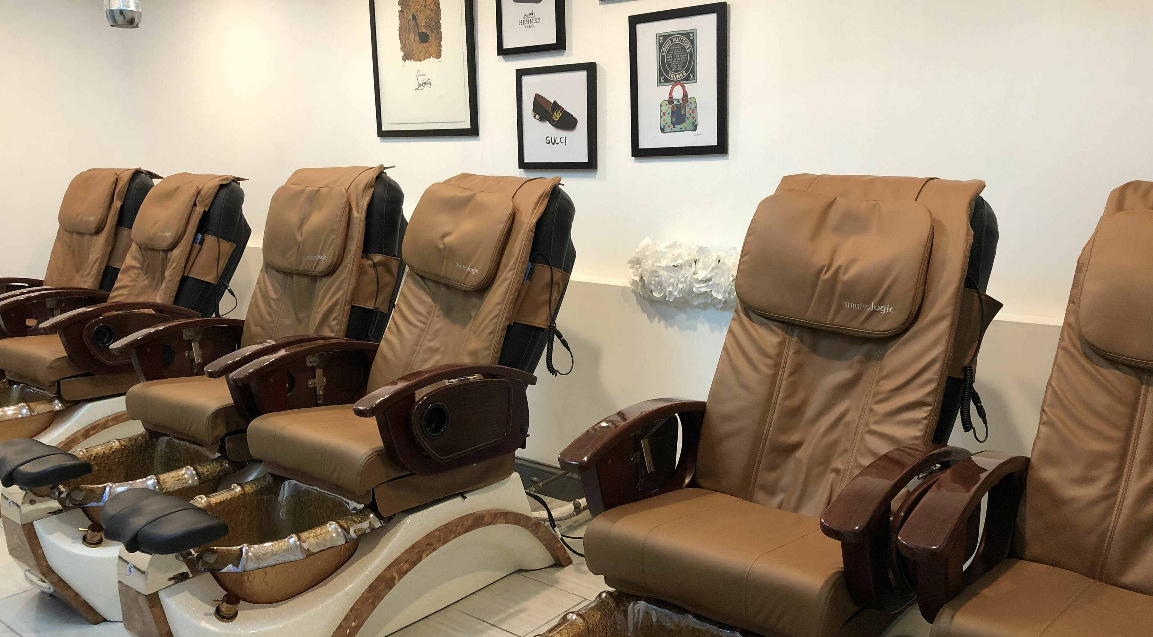 Luxurious pedicure chairs at Dashing Diva Nails and Spa, Swampscott, Massachusetts, US, offering relaxation.