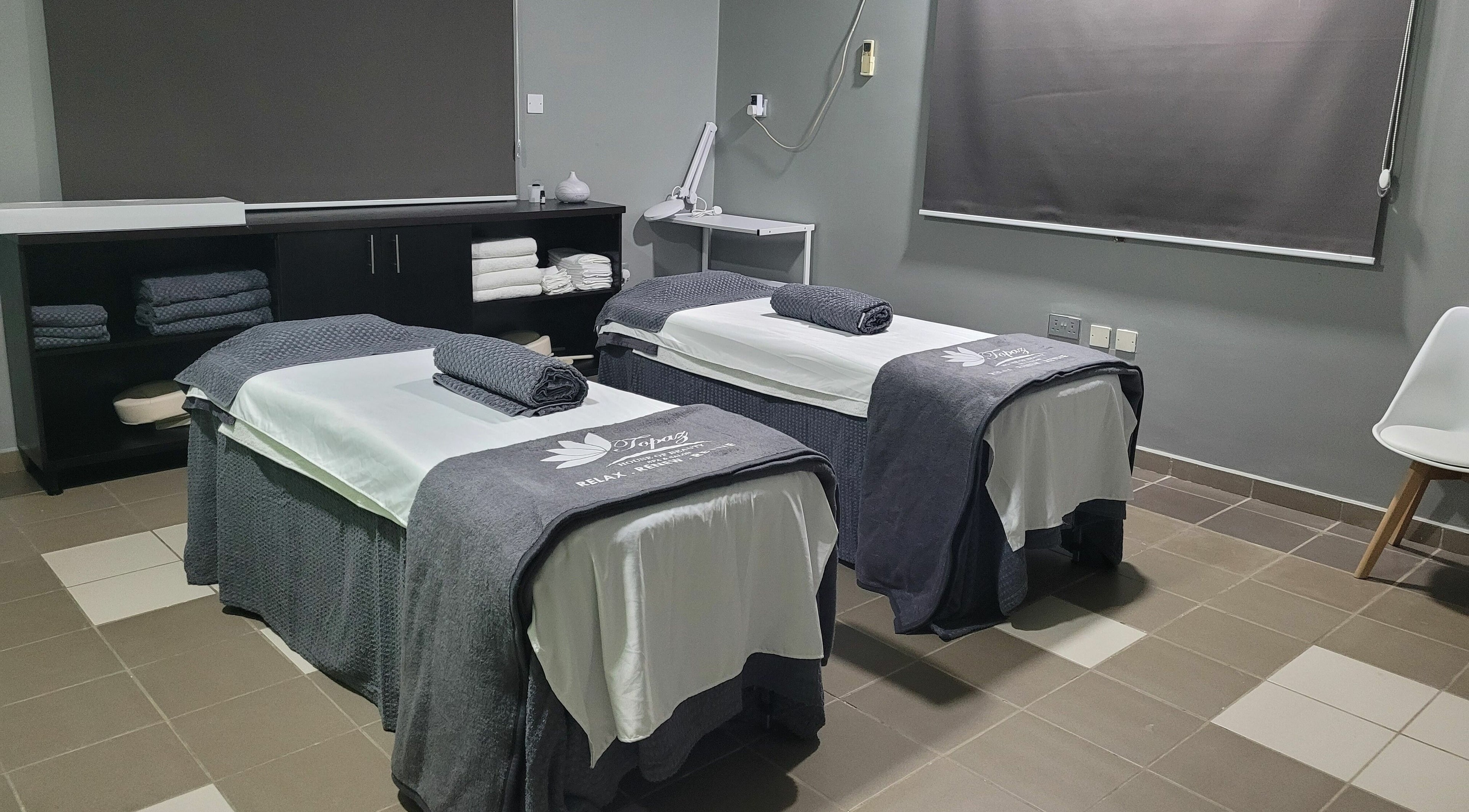 Relaxing treatment room at Topaz House of Beauty Spa and Salon, Abuja, Federal Capital Territory, NG.