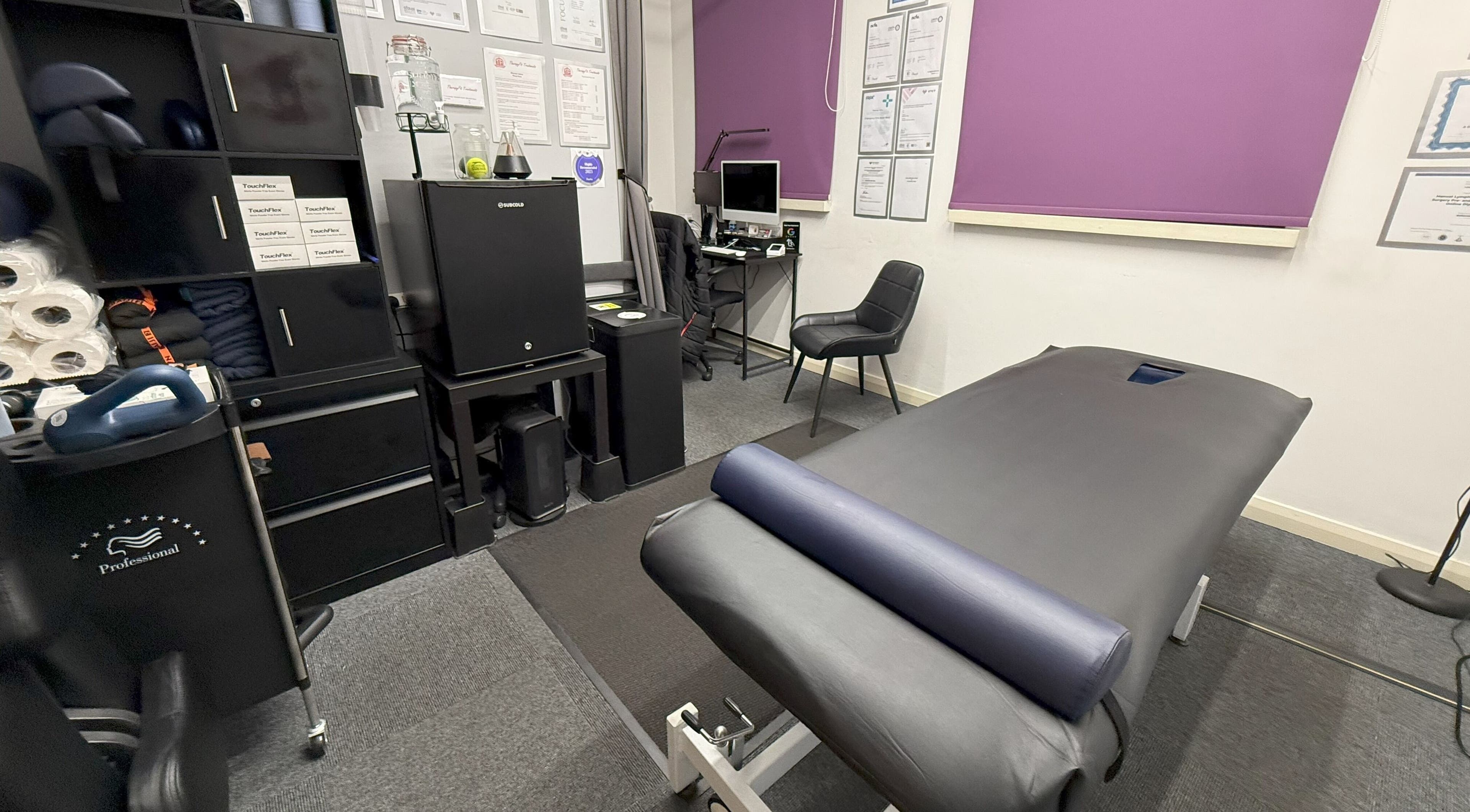 TherapyFit Treatments massage room with professional equipment in Birmingham, England, GB.