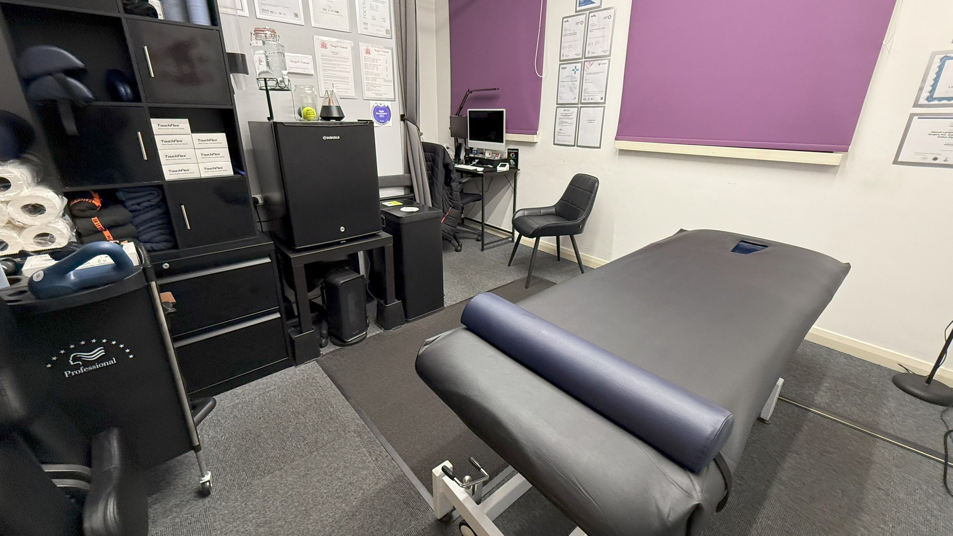 TherapyFit Treatments massage room with professional equipment in Birmingham, England, GB.