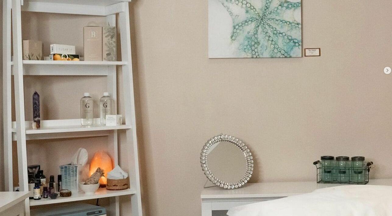 Tranquil spa corner at Sugar Maui, Kihei, Hawaii, US, featuring a beautifully arranged shelf with wellness products.