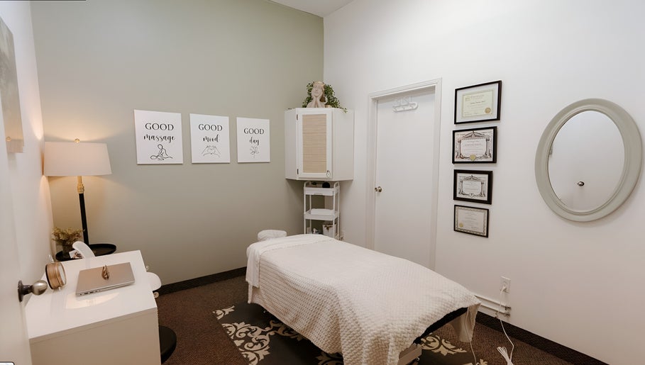 Relaxing treatment room at Embody Wellness Studio and Clinic, Steinbach, Manitoba, CA.