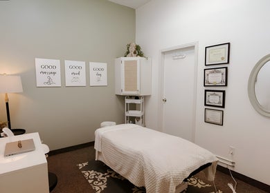 Relaxing treatment room at Embody Wellness Studio and Clinic, Steinbach, Manitoba, CA.