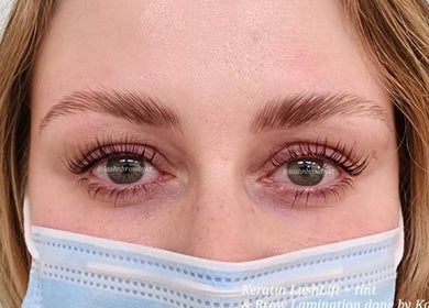 Keratin lash lift and tint at Lash n Brow by KT, Long Island City, New York, US.