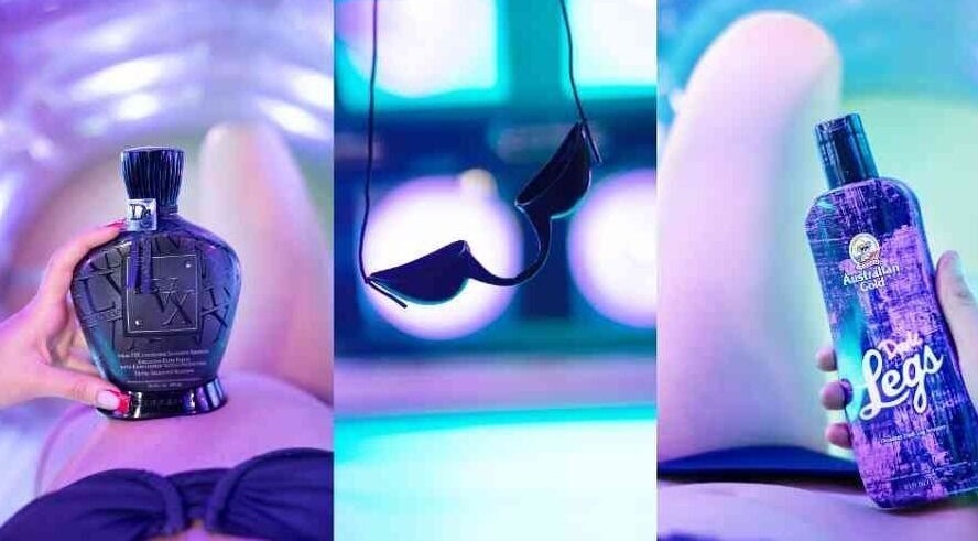 Tanning products and goggles at After Glow Tanning & Beauty - North Providence, Rhode Island, US.