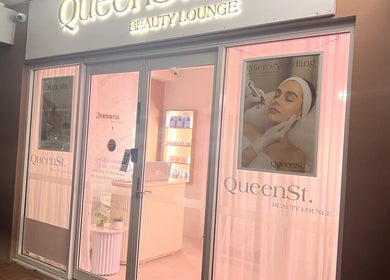 Entrance of QueenSt. Beauty Lounge in Perth, Western Australia, showcasing modern elegance and beauty services.
