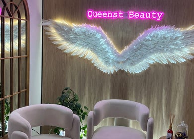 Elegant decor with glowing wings at QueenSt. Beauty Lounge, Perth, Western Australia, AU.