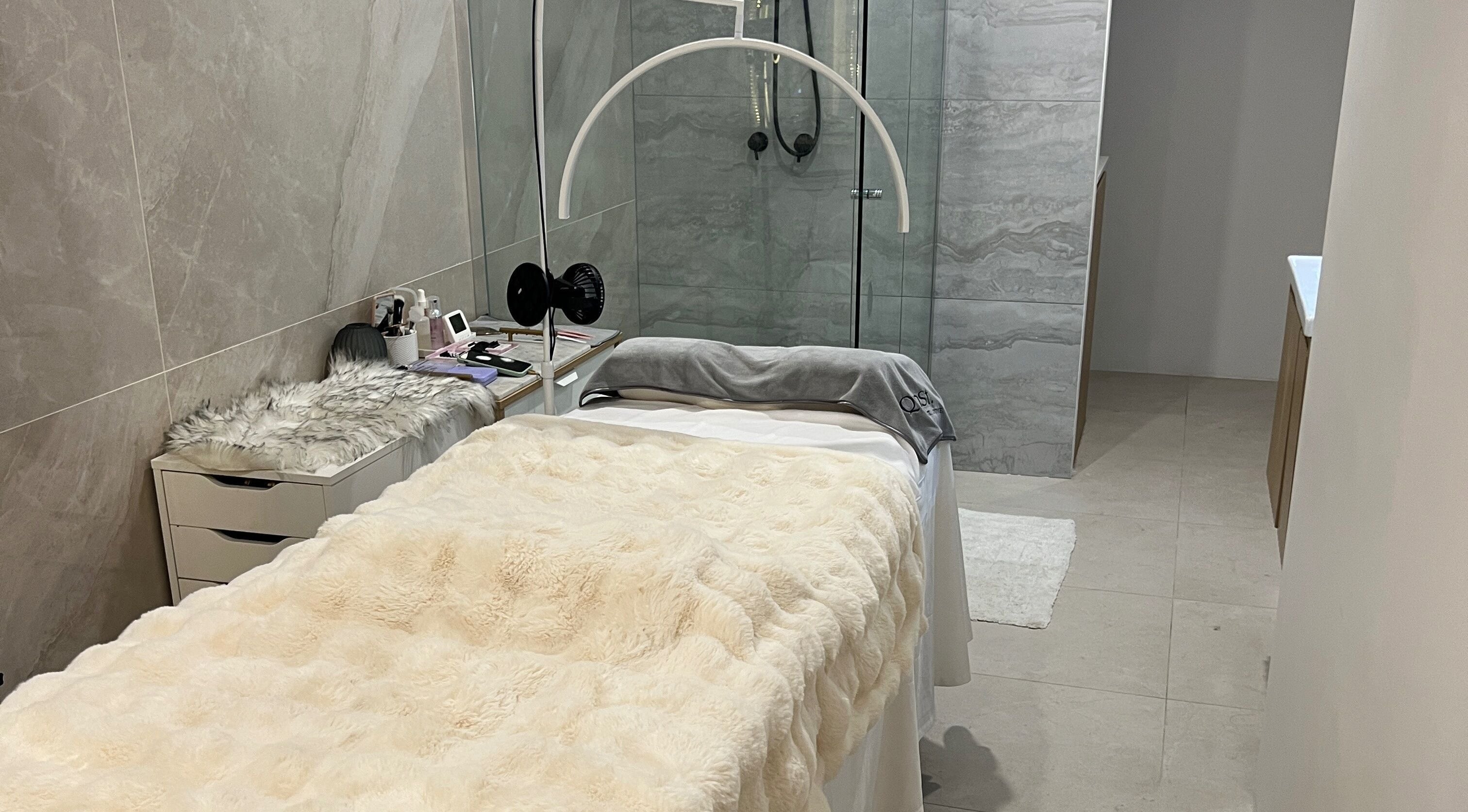 Luxurious treatment room at QueenSt. Beauty Lounge, Perth City, Western Australia, AU.