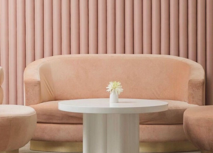 Elegant blush seating at Noona Glam, Bali, Bali, ID. Perfect for relaxation and wellness experiences.