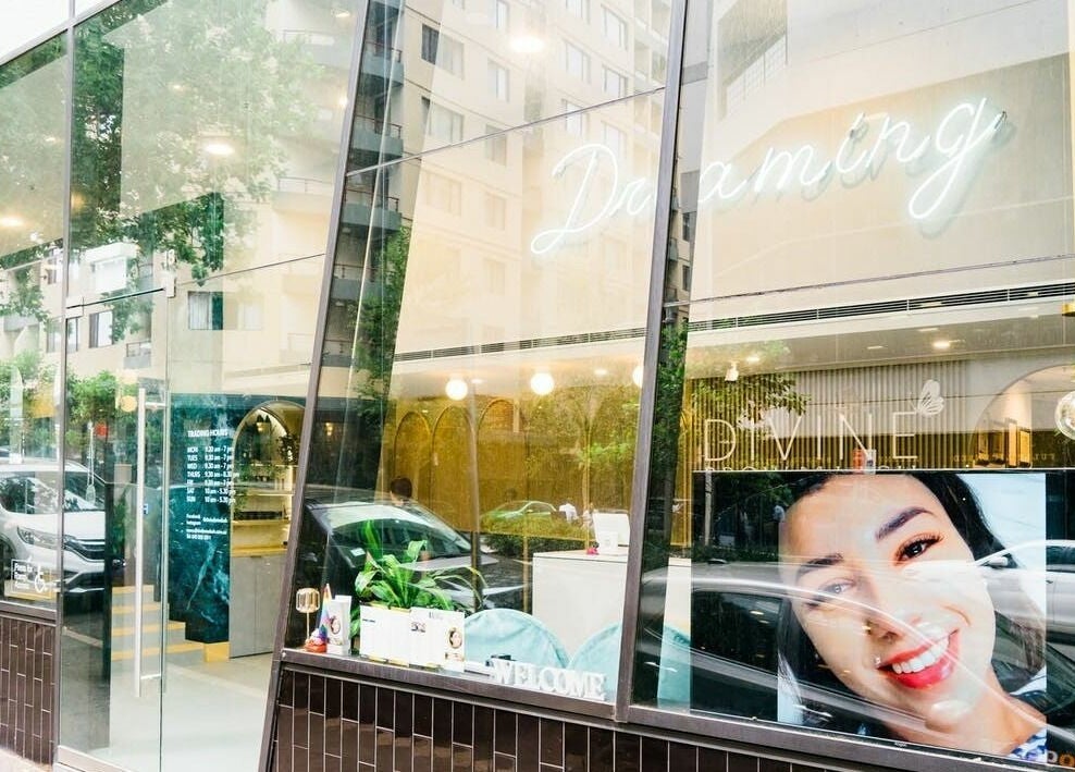 Divine Brow Lash & Skincare - Surry Hills storefront showcasing sleek glass facade in Surry Hills, New South Wales, AU.