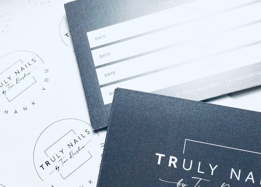 Truly Nails branding materials at salon in Cadishead, England, GB, showcasing style and elegance.