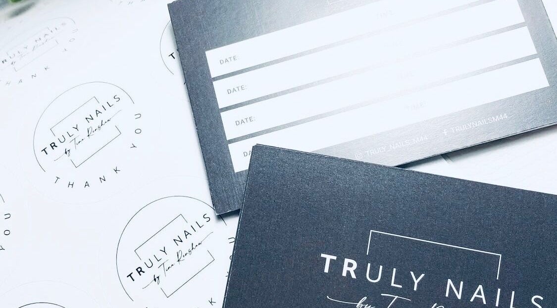 Truly Nails branding materials at salon in Cadishead, England, GB, showcasing style and elegance.
