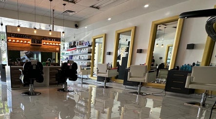 Modern interior of Leonardo Trigueros Salon & Spa in Fort Lauderdale, Florida, US featuring stylish salon chairs.