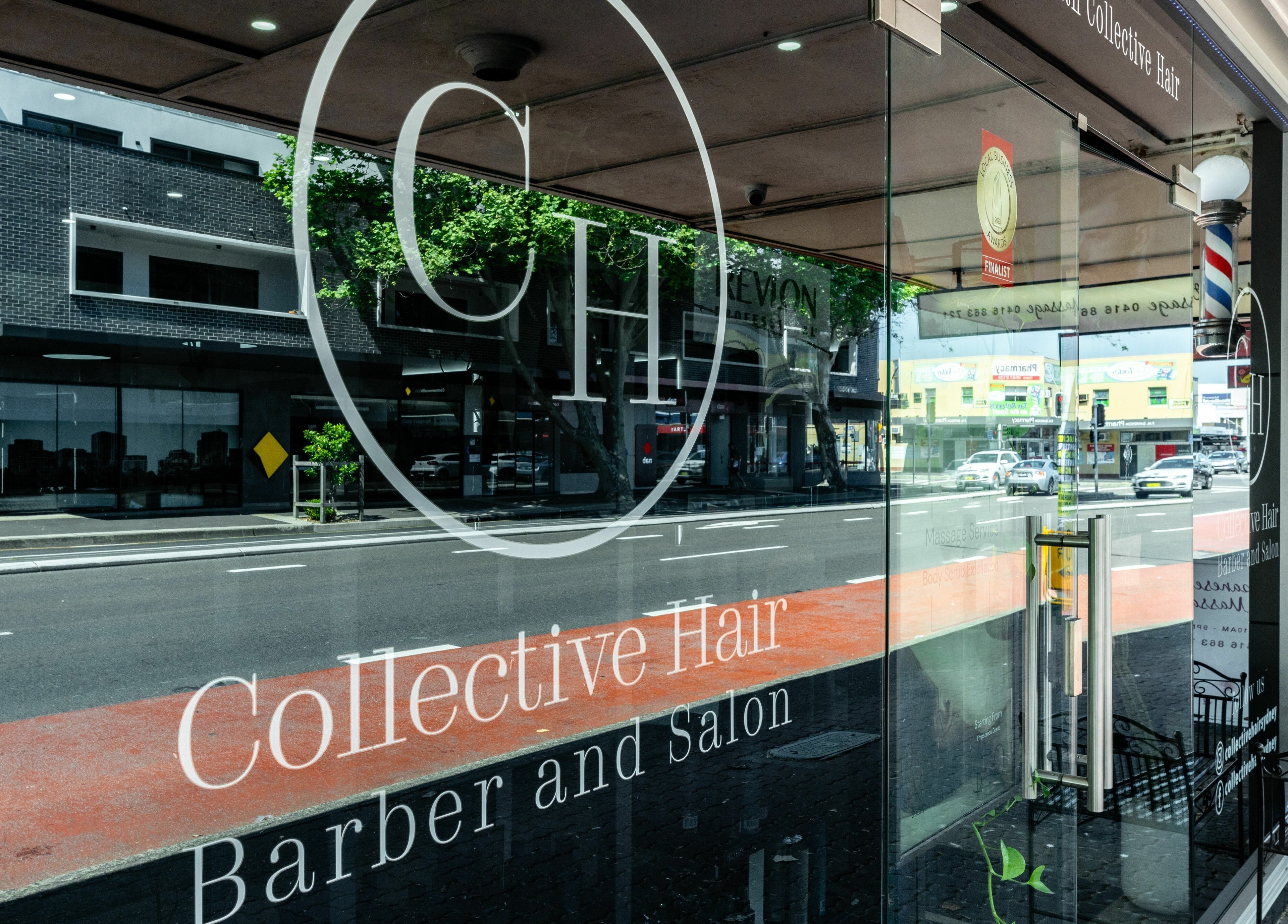 Front view of Collective Hair, Mascot, Pensioners 25% Off, AU showcasing sleek glass design.