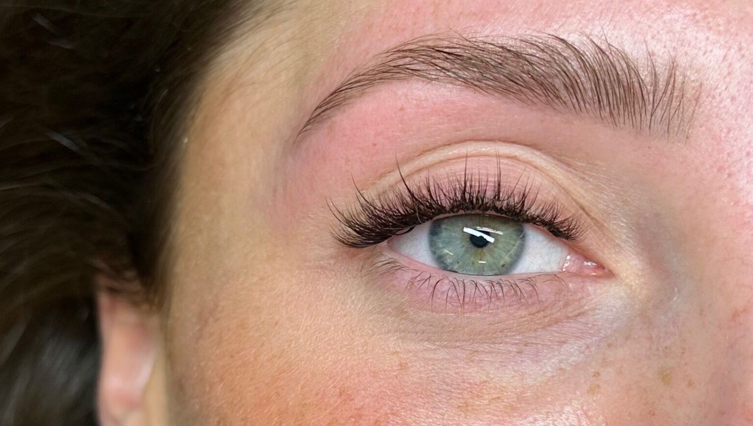 Close-up of beautifully styled lashes at Sarah Gregory Lashes & Brows - York, York, England, GB.