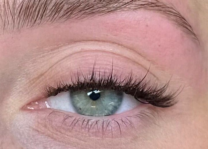 Close-up of lush eyelash extension at Sarah Gregory Beauty Clinic, Cheshire, England, GB.